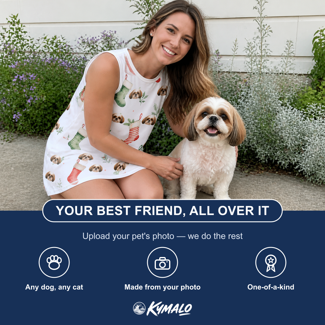 Friends in matching Women's Hearth Hangers Custom Dog Face Tank Dress — a group gift photo