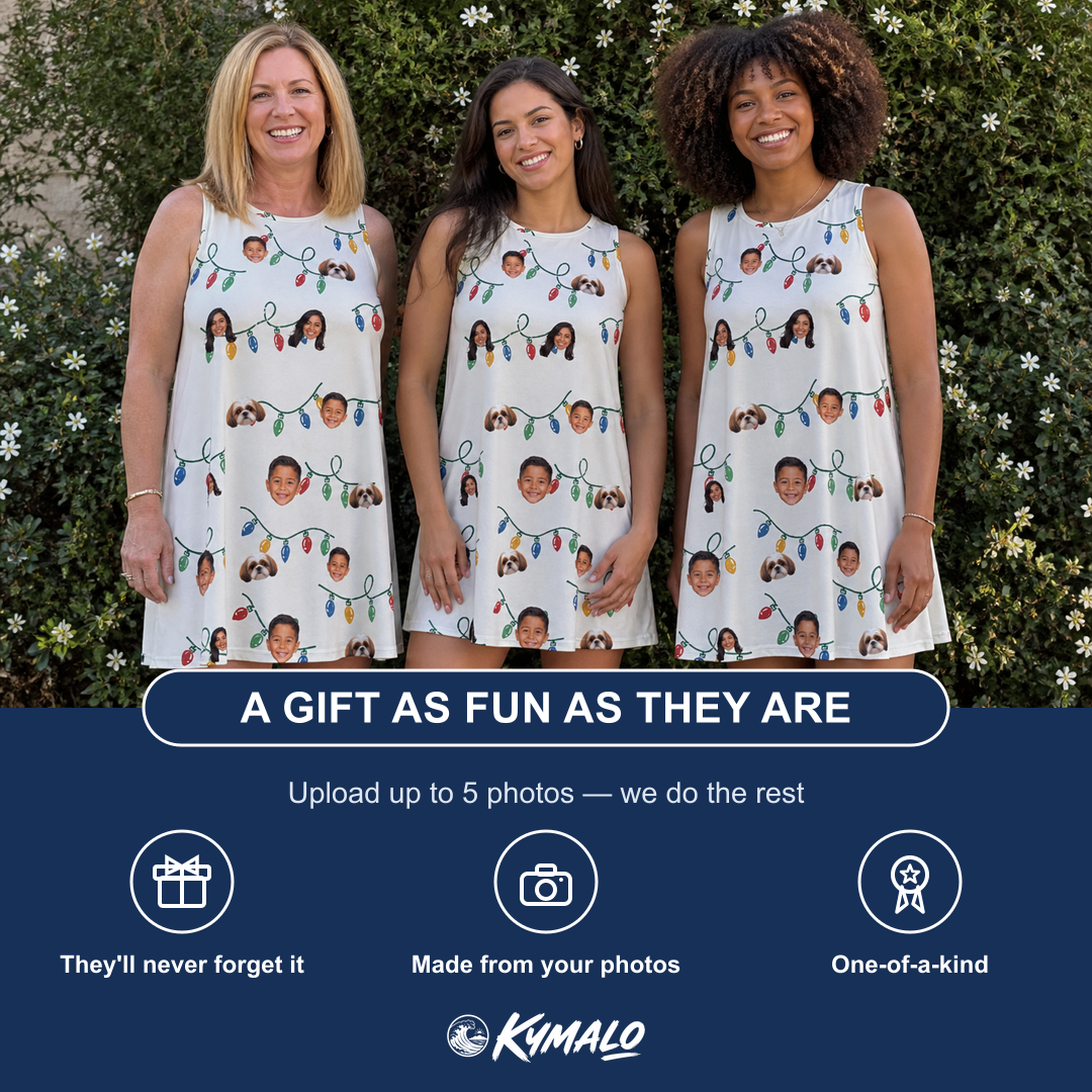 Friends in matching Women's Twinkle Tangled Custom Face Tank Dress — a group gift photo