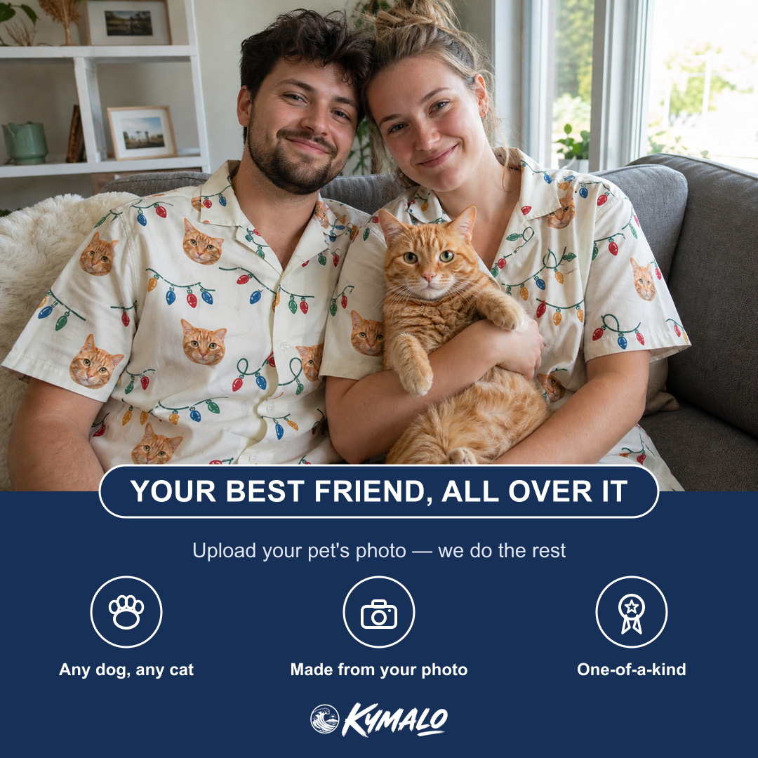 Friends in matching Women's Twinkle Tangled Custom Cat Face Hawaiian Shirt — a group gift photo