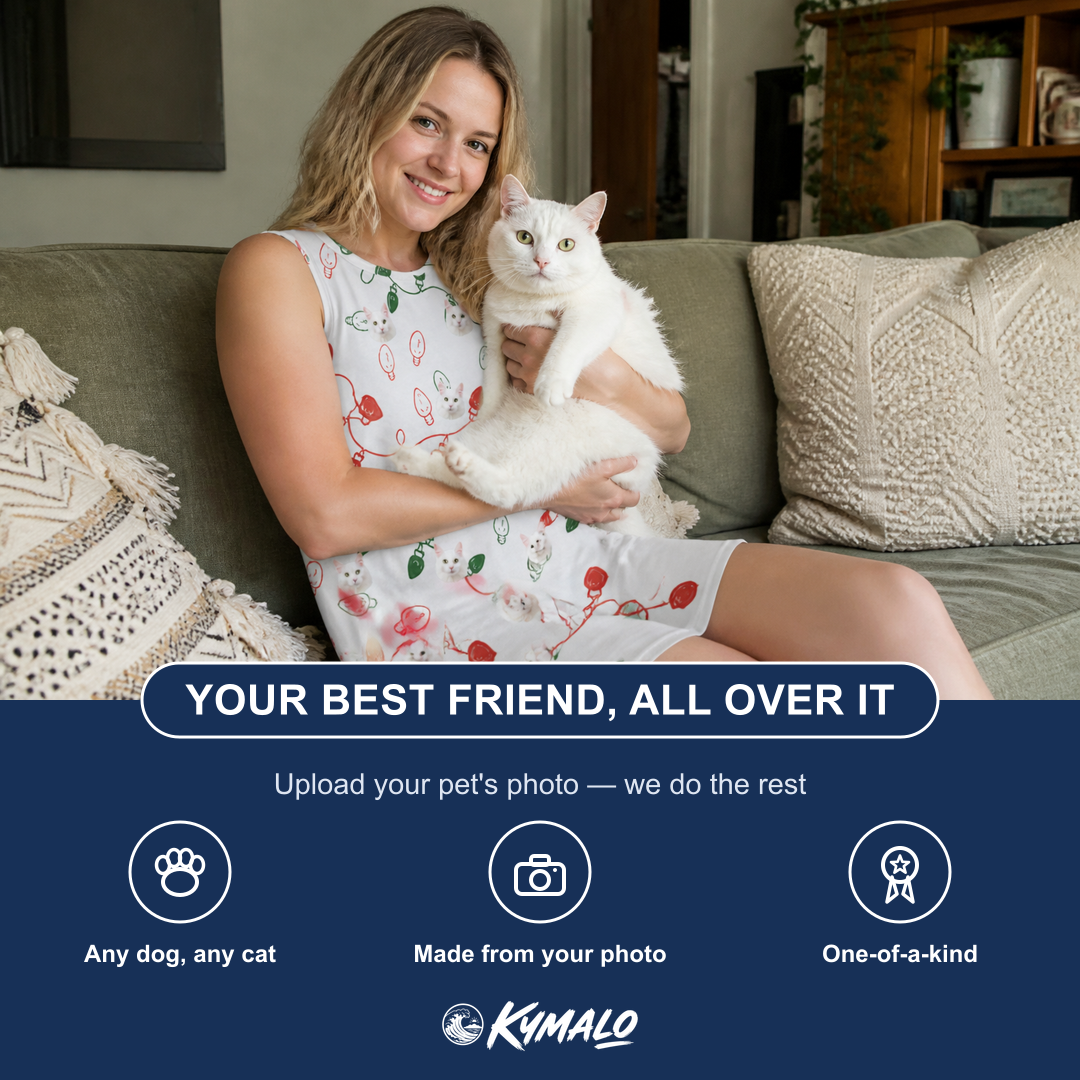 Friends in matching Women's Merry Circuits Custom Cat Face Tank Dress — a group gift photo