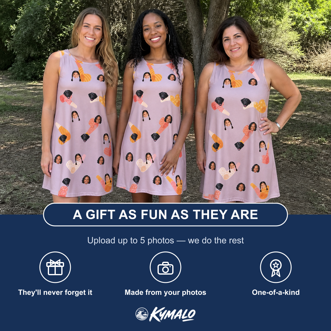 Friends in matching Women's Toot Suite Custom Face Tank Dress — a group gift photo