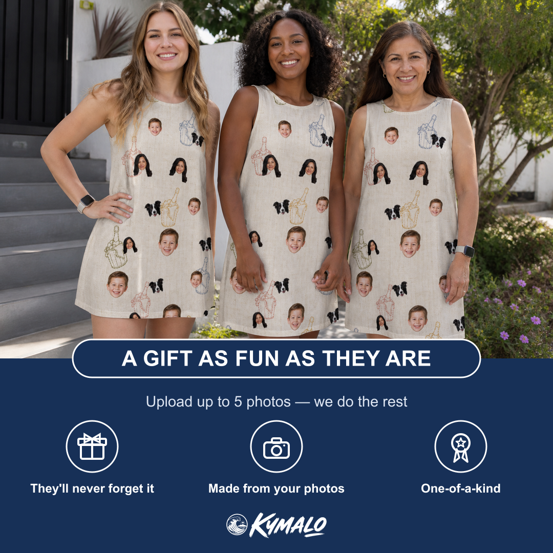 Friends in matching Women's Toast Tiaras Custom Face Tank Dress — a group gift photo