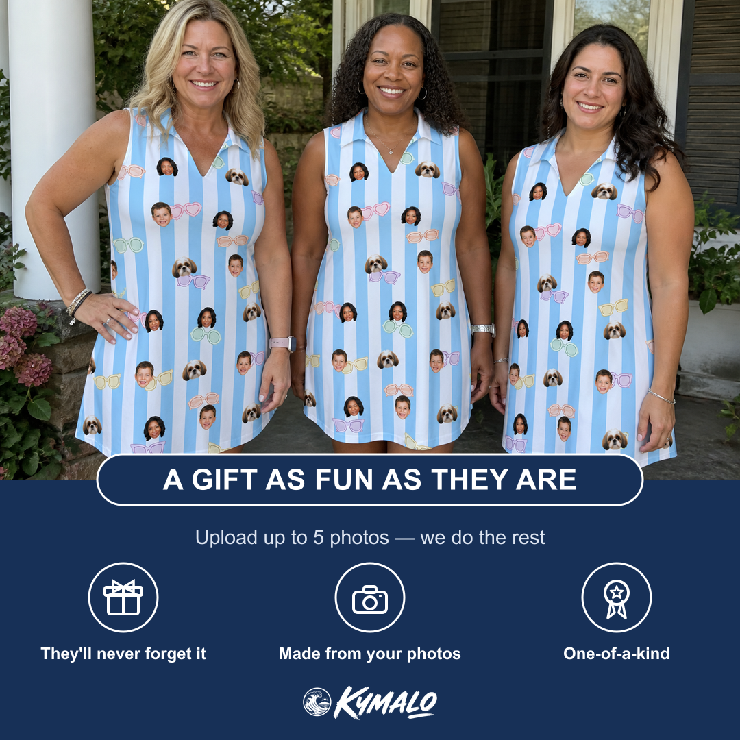 Friends in matching Women's Henhouse Hues Custom Face V-Neck Dress — a group gift photo