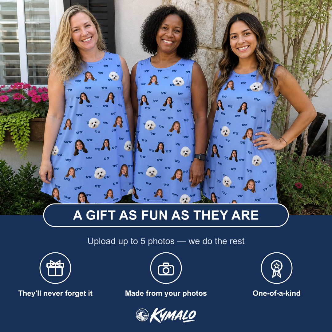 Friends in matching Women's Bride Blinders Custom Face Tank Dress — a group gift photo