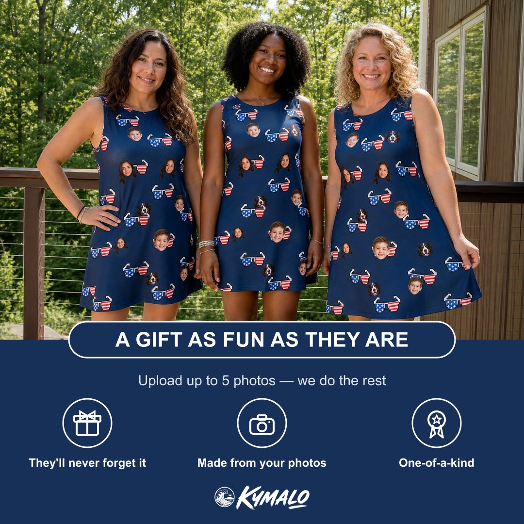 Friends in matching Women's Rebel Reflectors Custom Face Tank Dress — a group gift photo