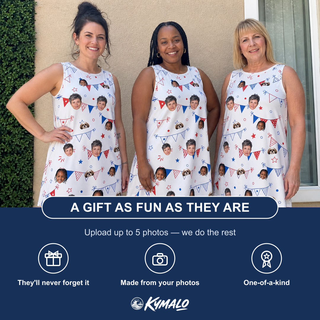 Friends in matching Women's Civic Colors Custom Face Tank Dress — a group gift photo