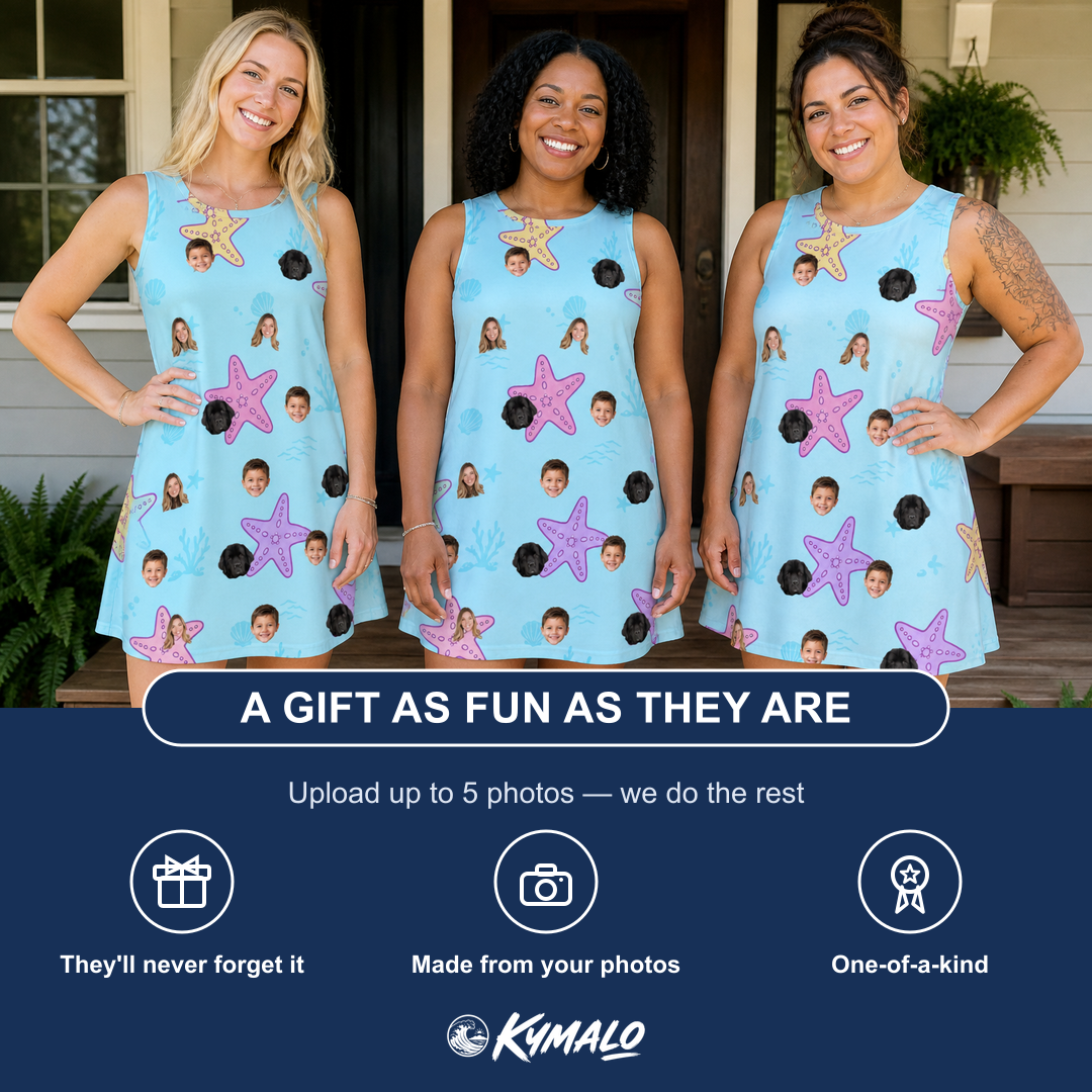 Friends in matching Women's Nautical Nuptials Custom Face Tank Dress — a group gift photo