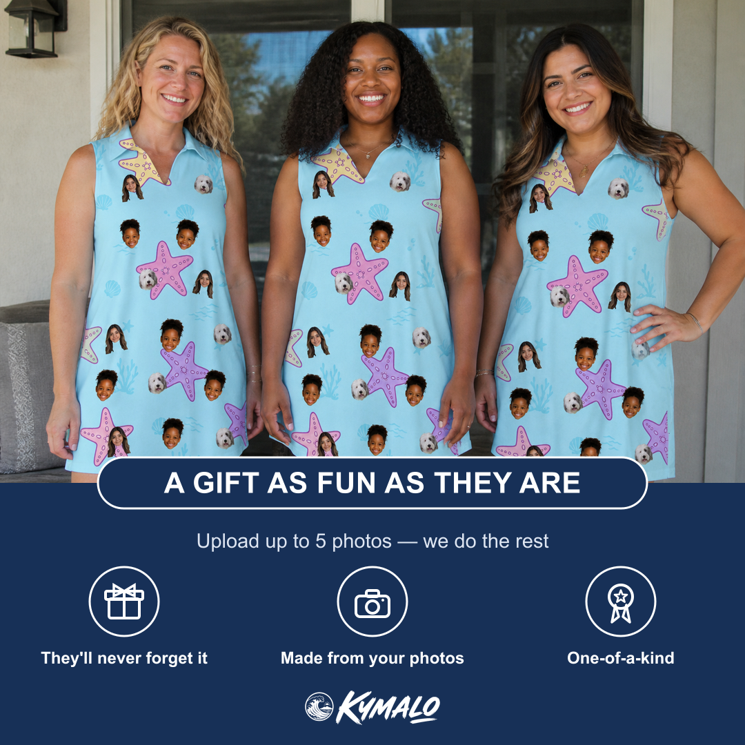Friends in matching Women's Nautical Nuptials Custom Face V-Neck Dress — a group gift photo