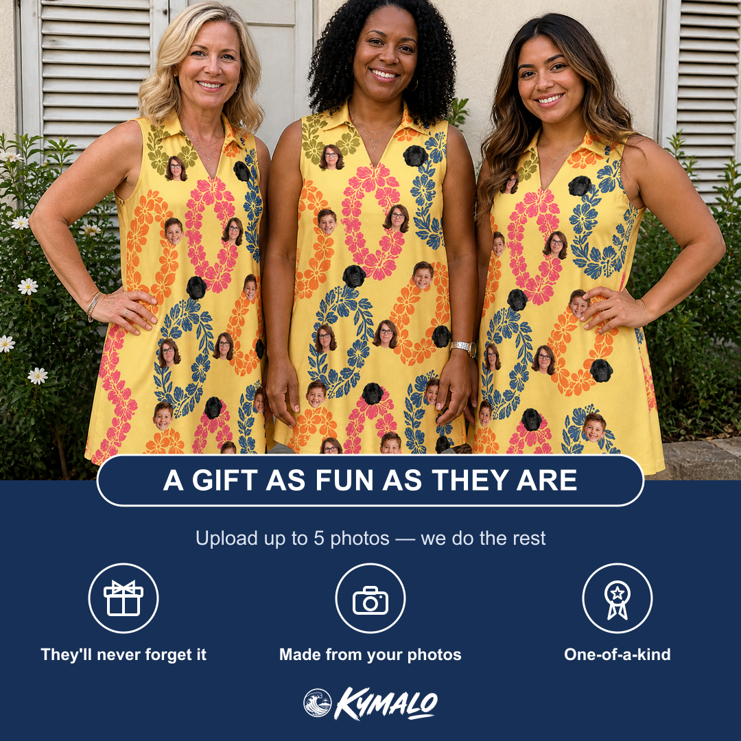 Friends in matching Women's Leisure Lovers Custom Face V-Neck Dress — a group gift photo