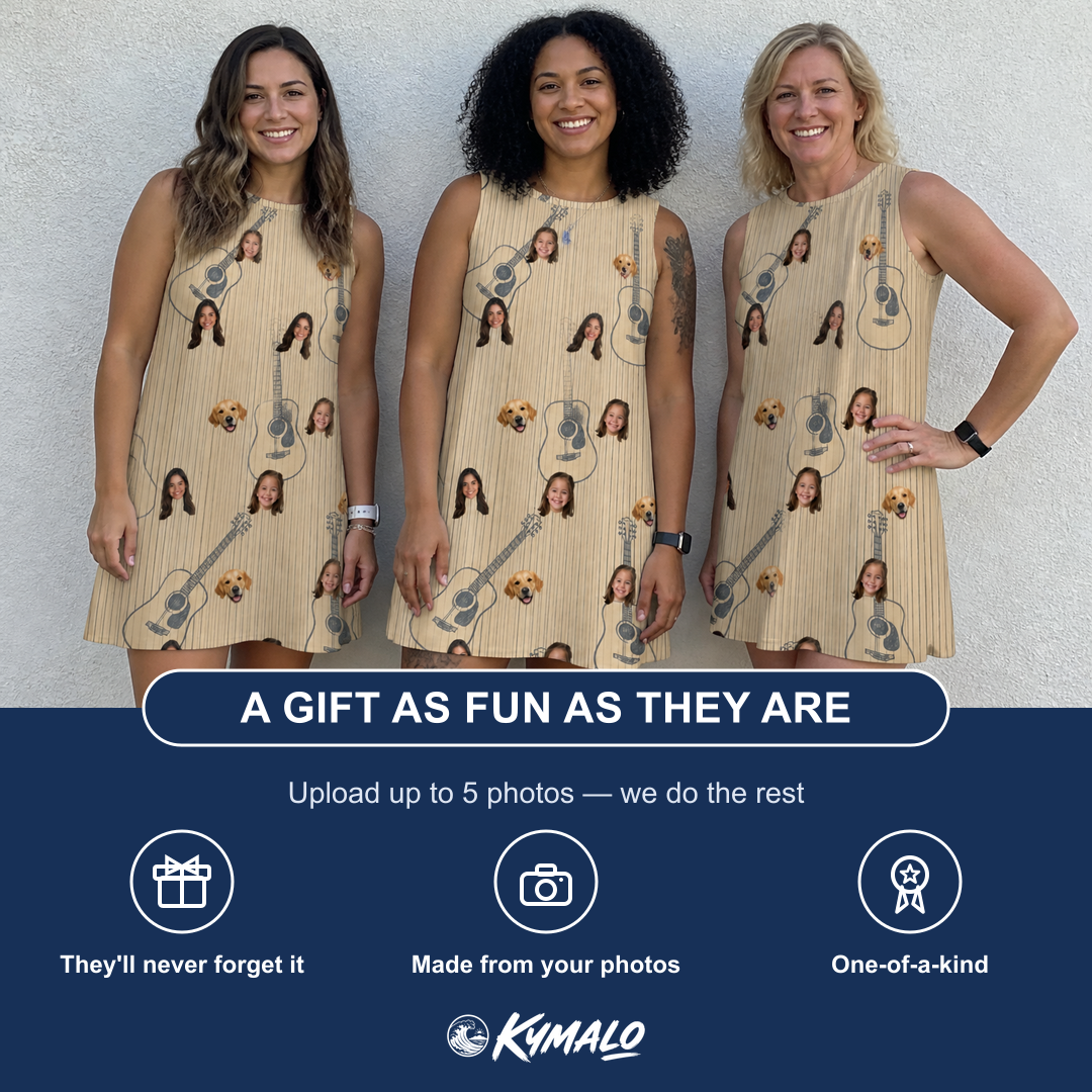 Friends in matching Women's Strum Supreme Custom Face Tank Dress — a group gift photo