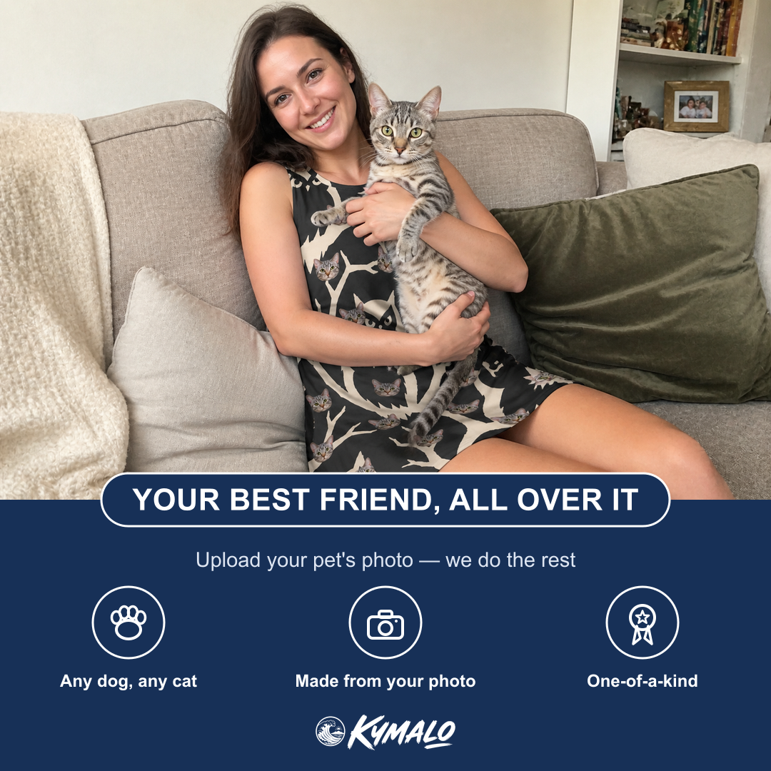 Friends in matching Women's Midnight Moonhoot Custom Cat Face Tank Dress — a group gift photo