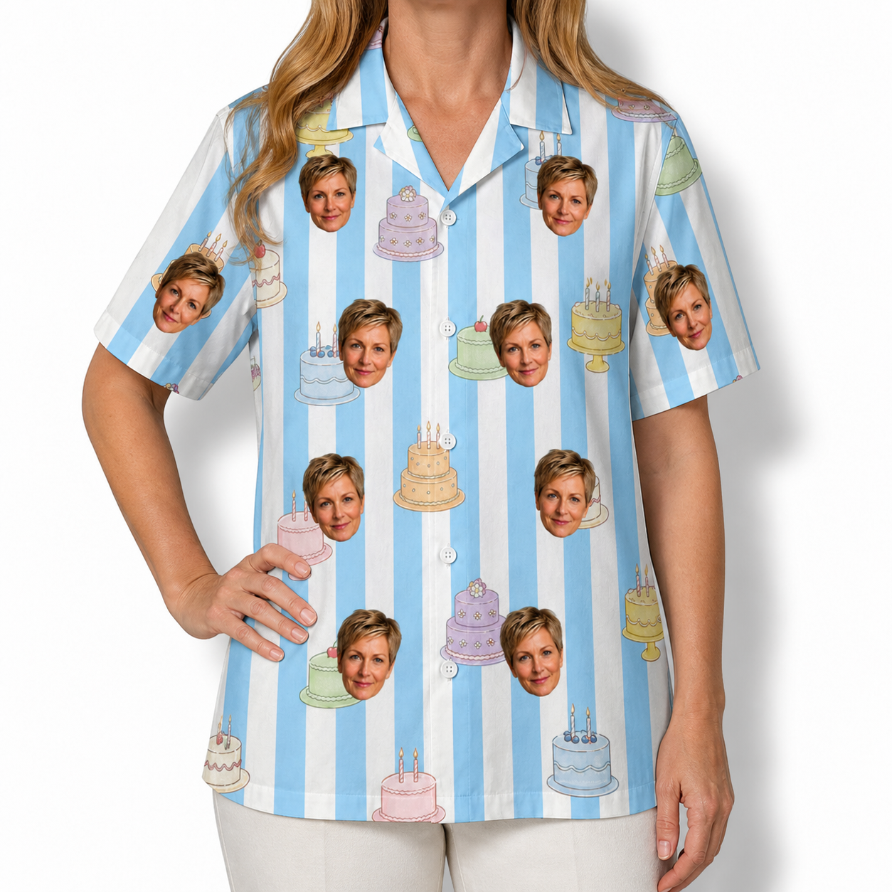 Women's Icing Illusion Custom Face Hawaiian Shirt