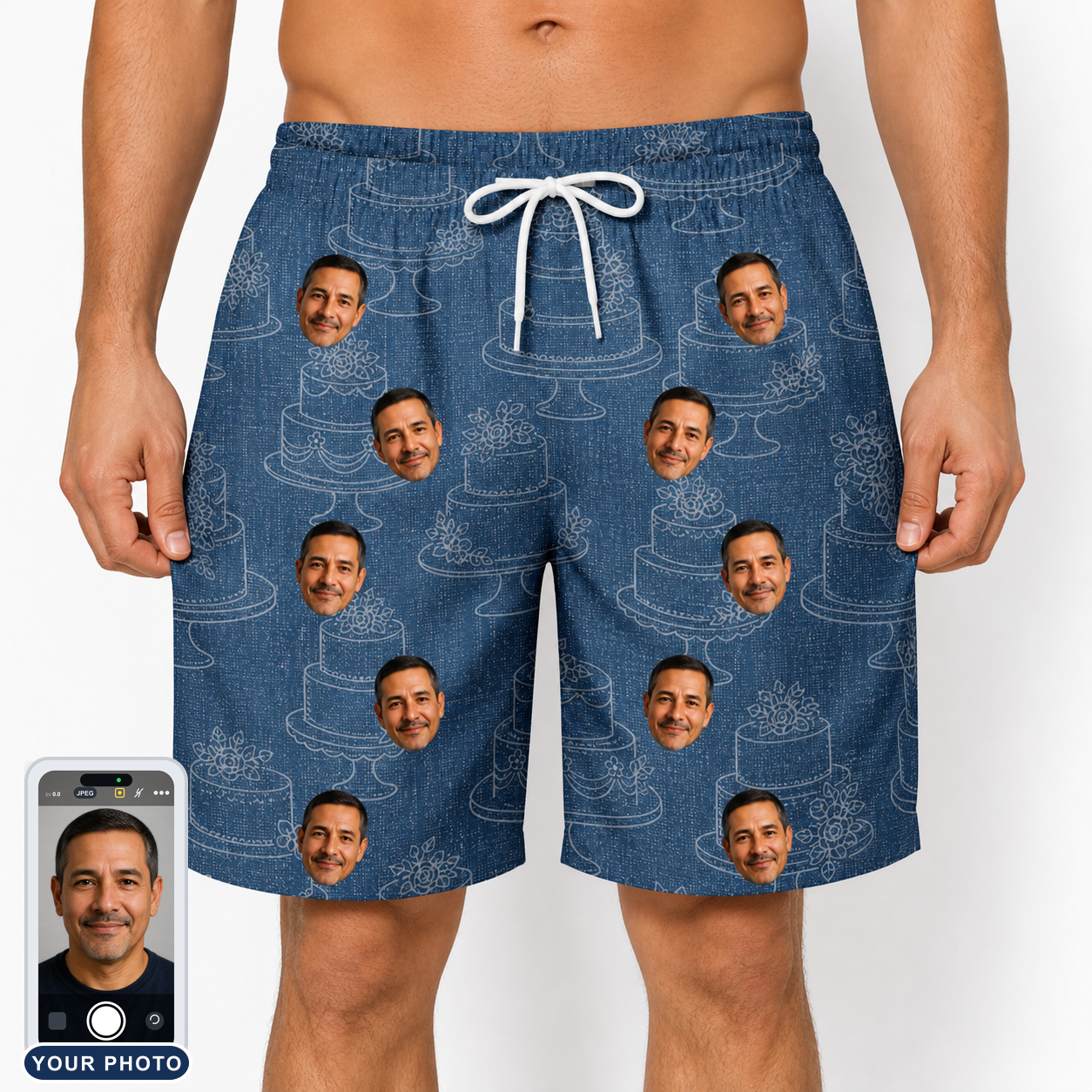 Men's Bridal Batter Custom Face Beach Shorts