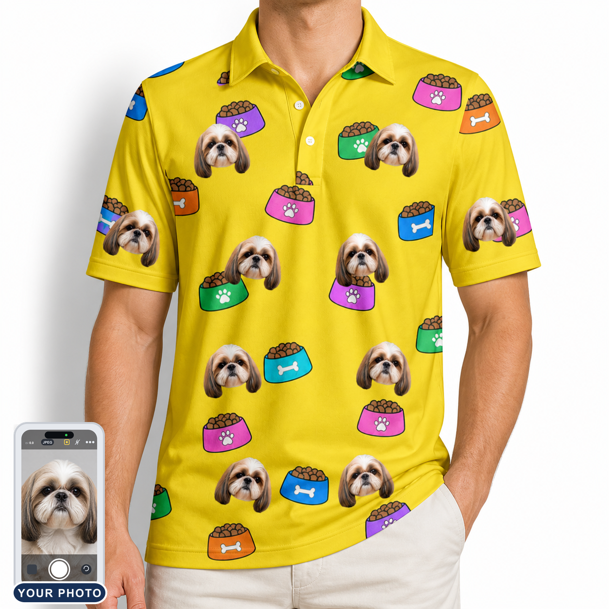 Men's Chow Hounds Custom Dog Face Polo Shirt