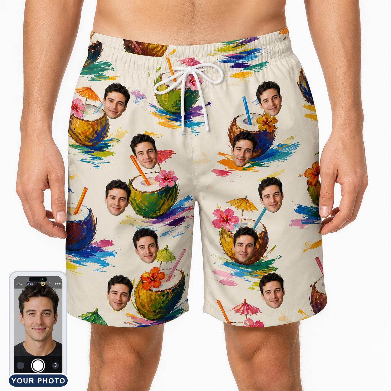 Men's Sundown Swizzles Custom Face Beach Shorts
