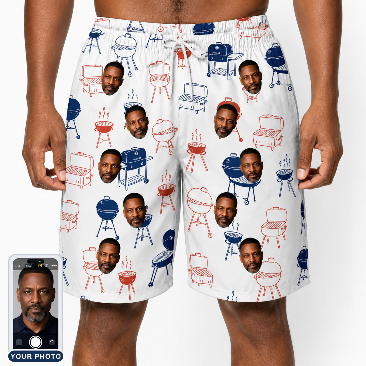 Men's Grate Expectations Custom Face Beach Shorts