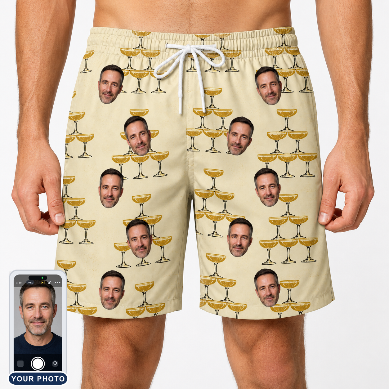 Men's Briny Betrothal Custom Face Beach Shorts