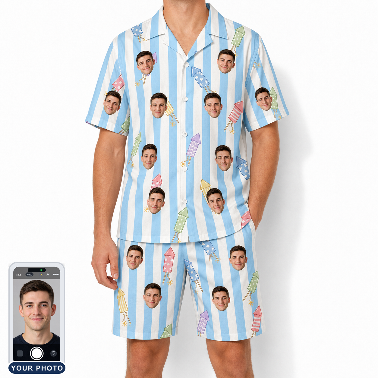 Men's Skyburst Salute Custom Face Shirt & Shorts Set