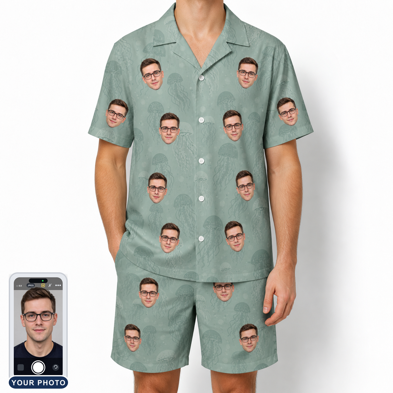 Men's Jelly Jaunt Custom Face Shirt & Shorts Set