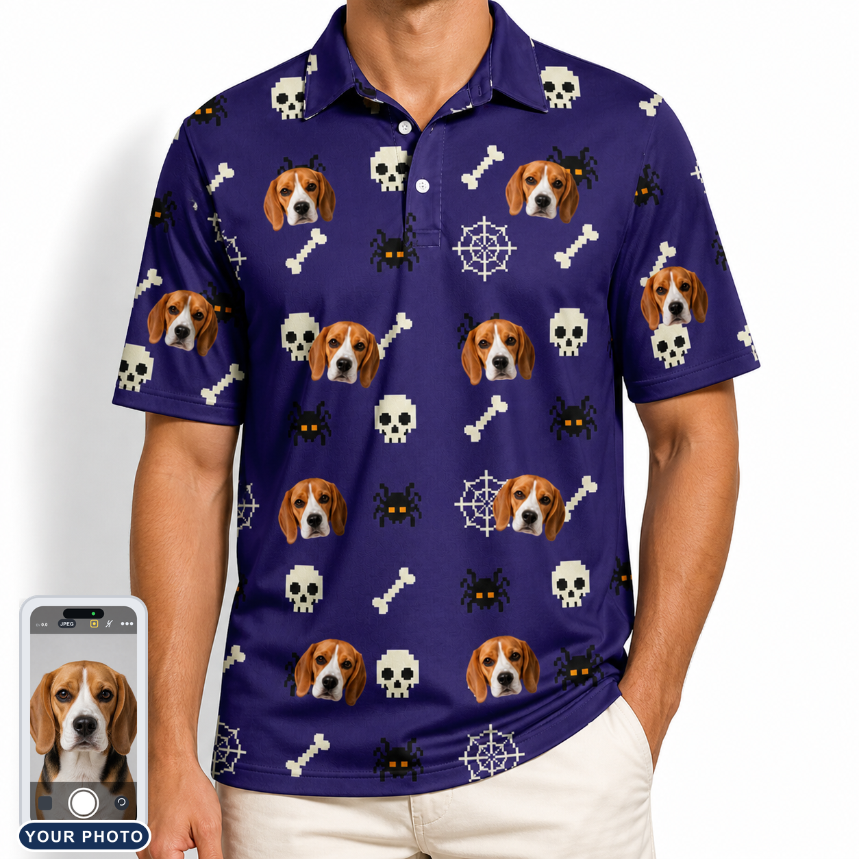 Men's Bone Appétit Custom Dog Face Polo Shirt
