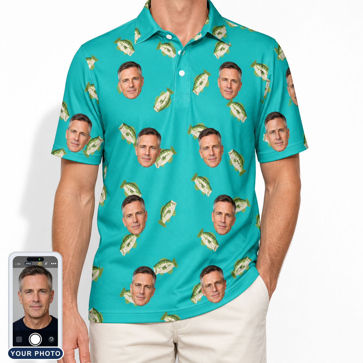 Men's Casting Call Custom Face Polo Shirt