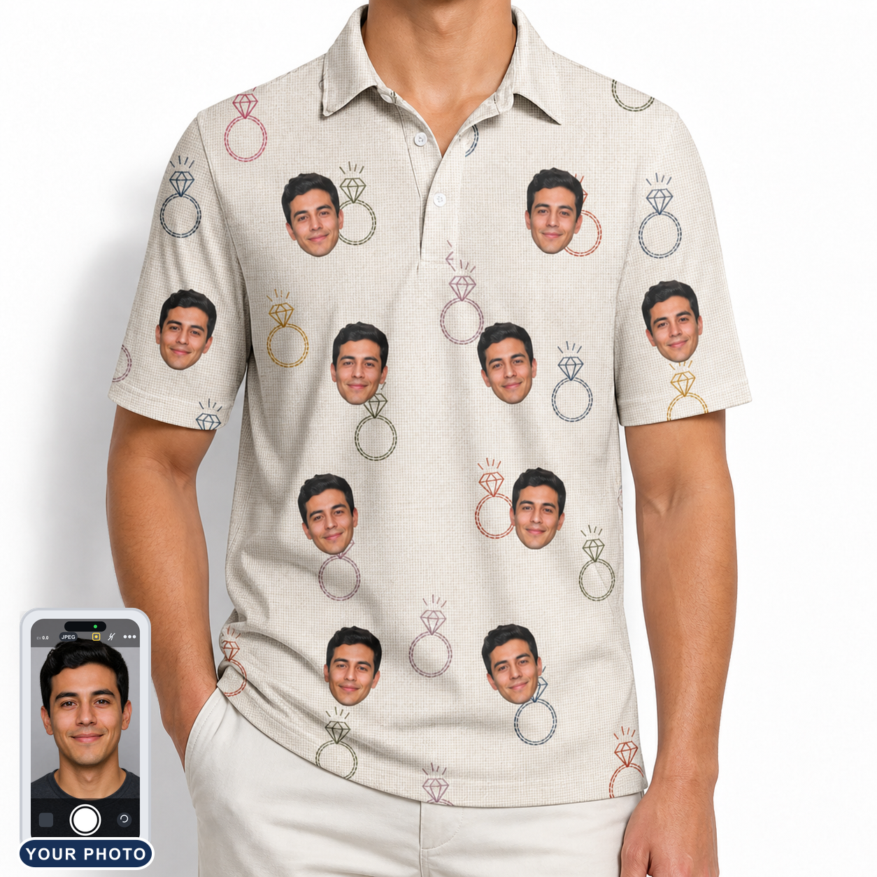 Men's Brilliant Bachelorette Custom Face Polo Shirt