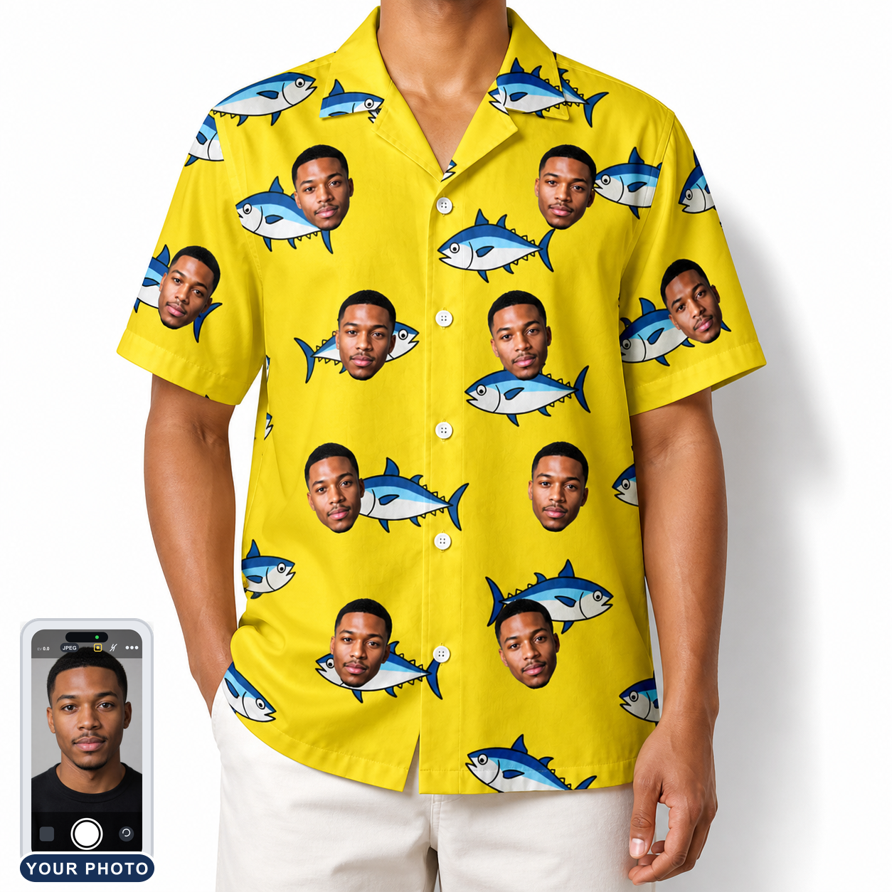 Men's Bluefin Banter Custom Face Hawaiian Shirt