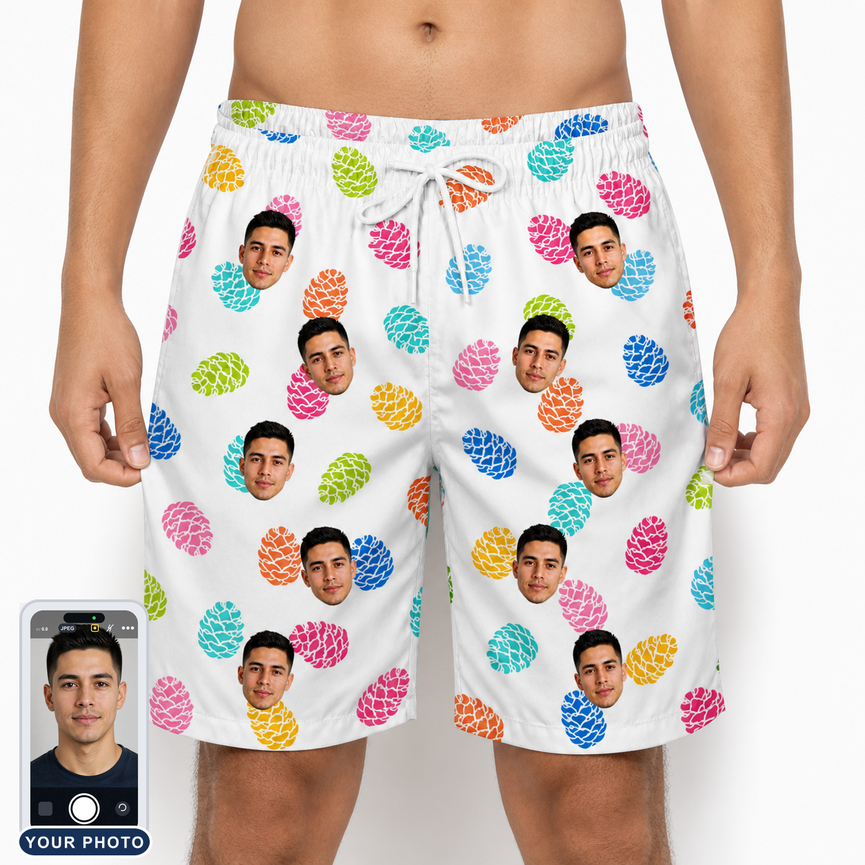 Men's Pinecone Prance Custom Face Beach Shorts