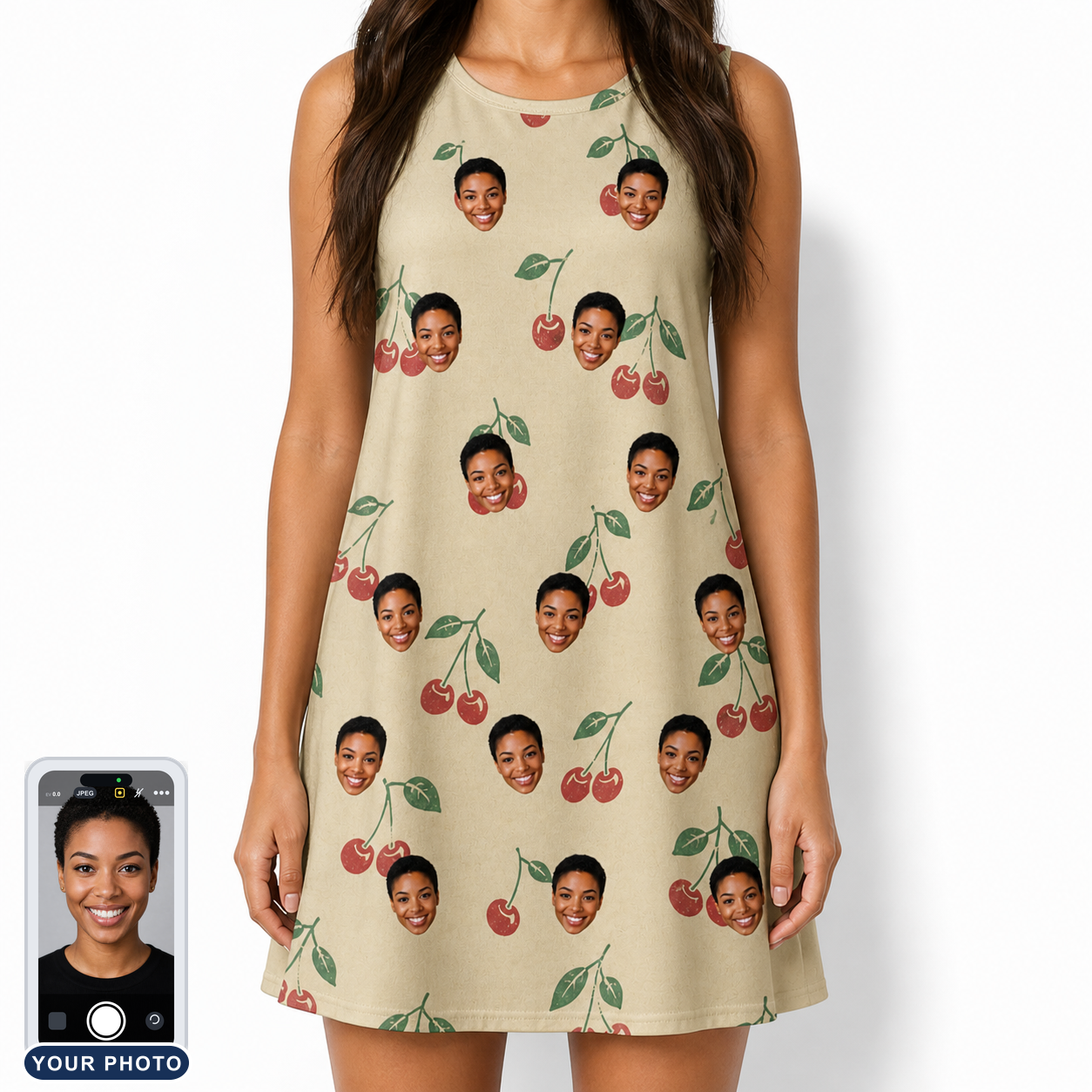 Women's Cherry Chomp Custom Face Tank Dress