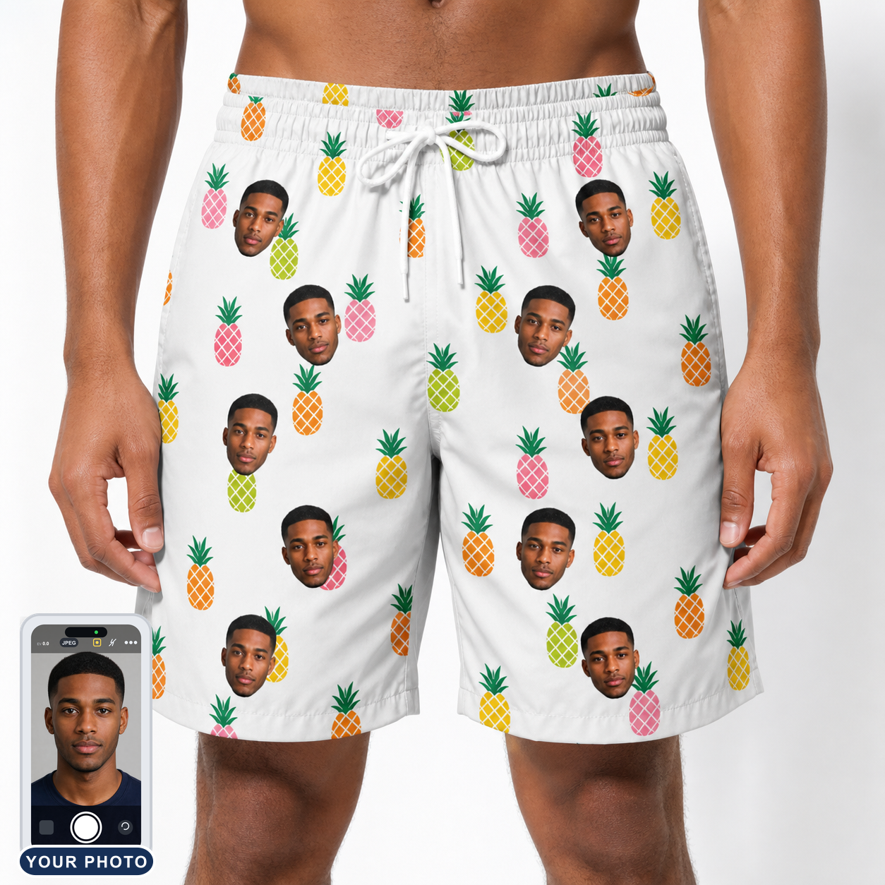 Men's Tangy Tresses Custom Face Beach Shorts