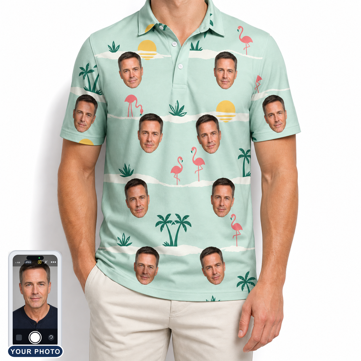 Men's Roseate Runners Custom Face Polo Shirt