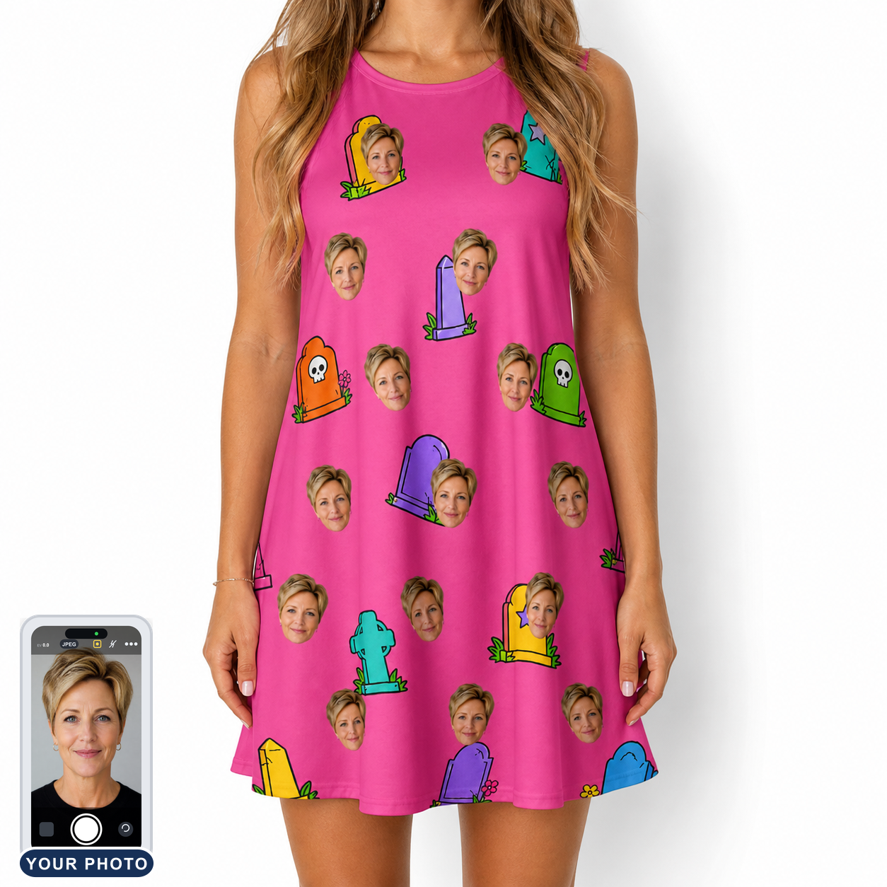 Women's Slab Snickers Custom Face Tank Dress