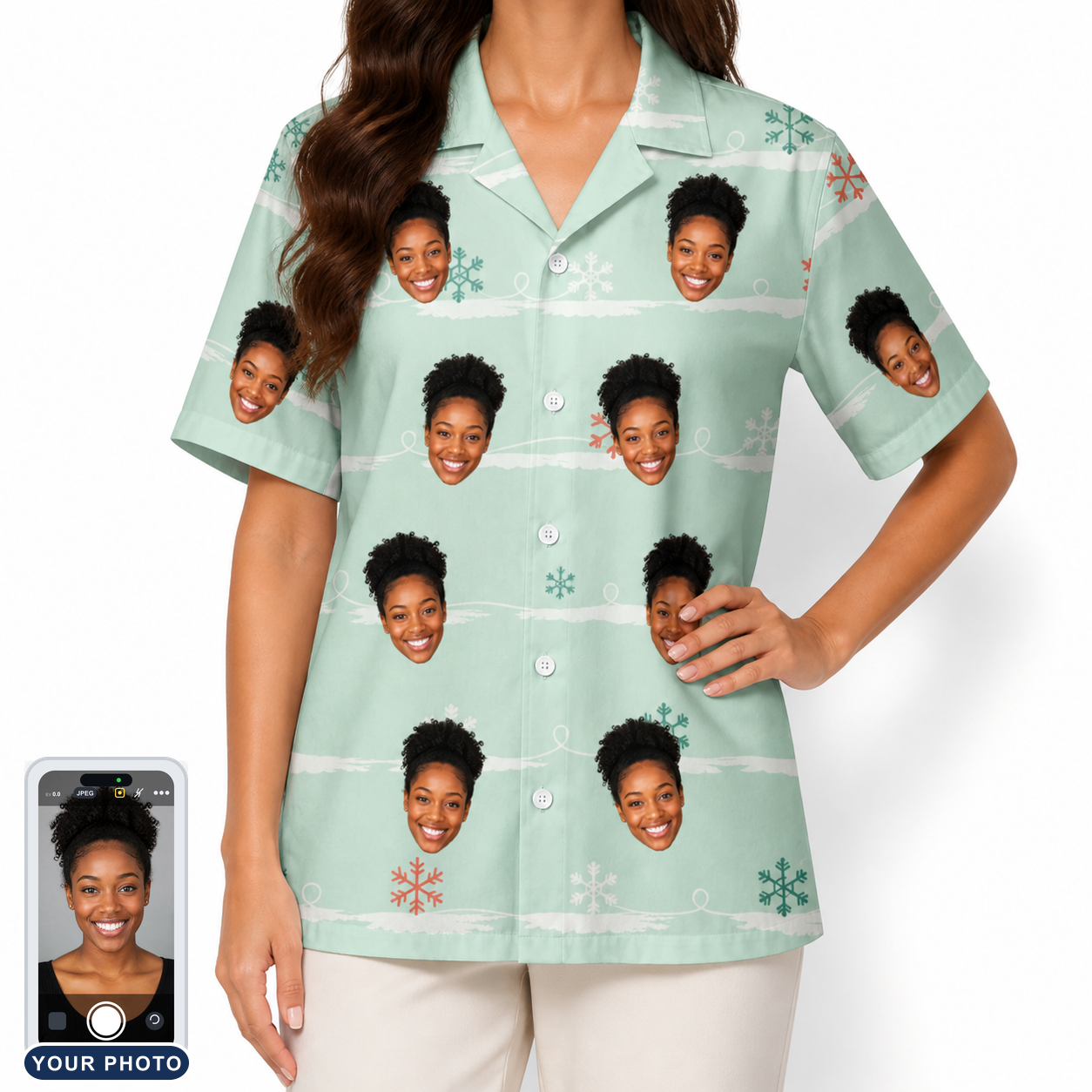 Women's Flake Frenzy Custom Face Hawaiian Shirt