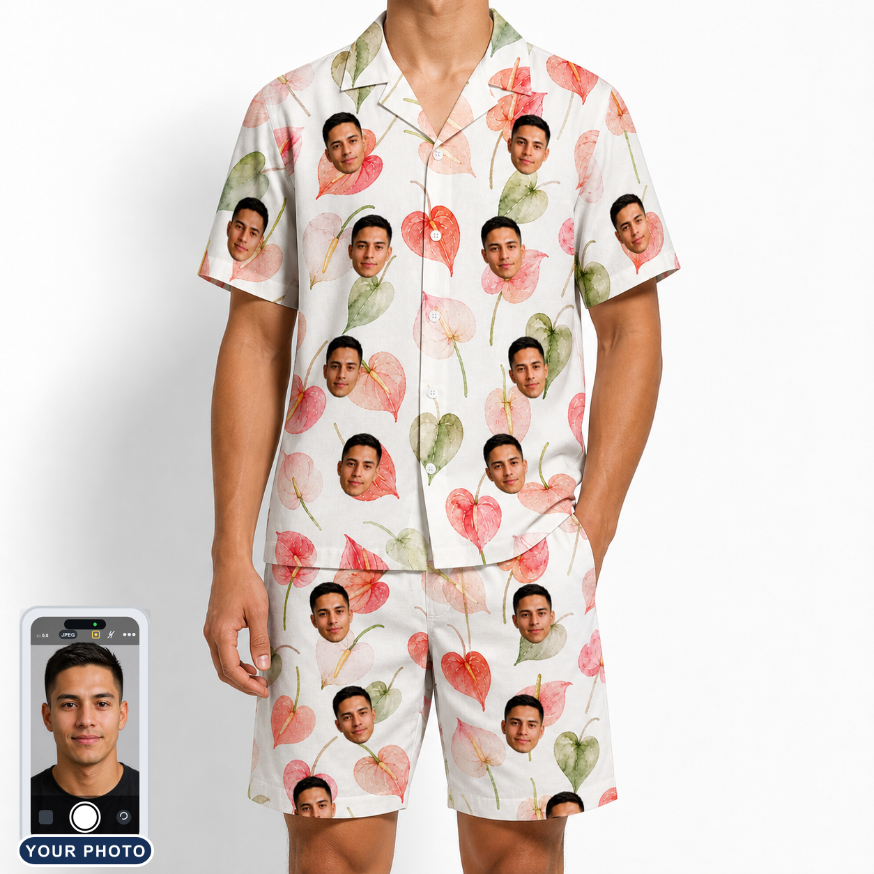 Men's Anthurium Antics Custom Face Shirt & Shorts Set