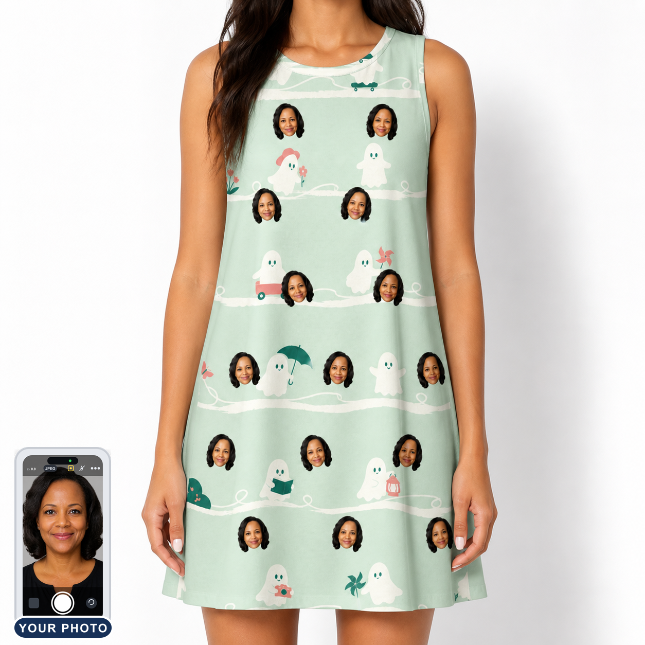Women's Ghostly Goofballs Custom Face Tank Dress
