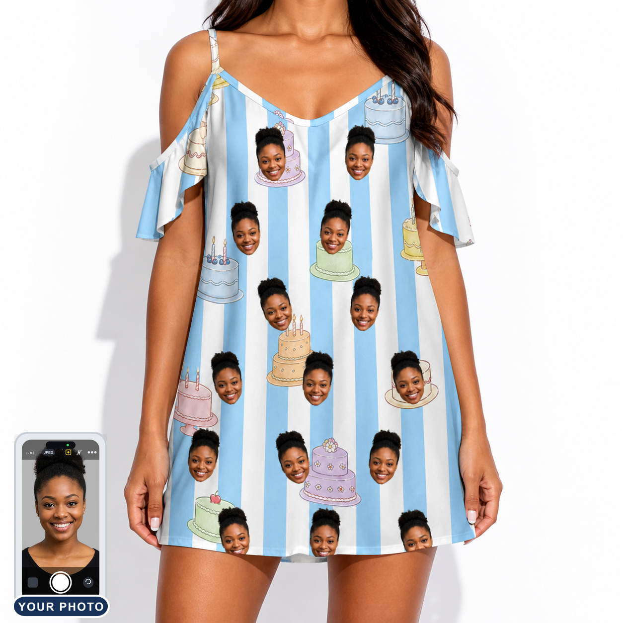 Women's Icing Illusion Custom Face Off-Shoulder Dress