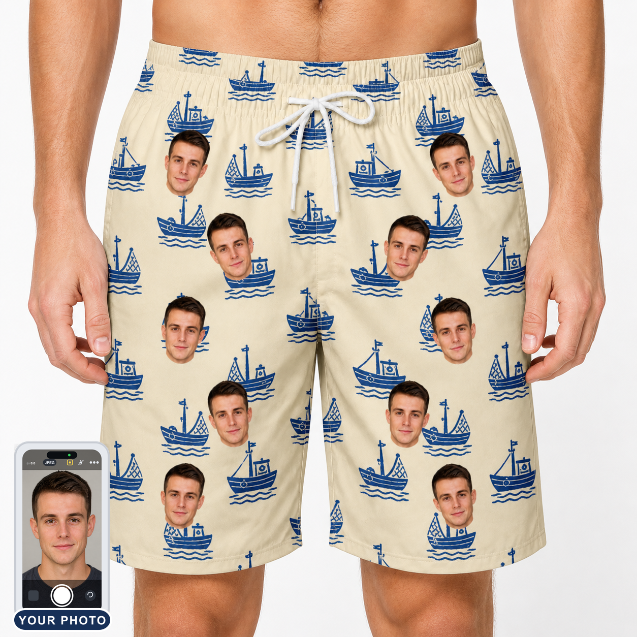 Men's Skipper Scooters Custom Face Beach Shorts