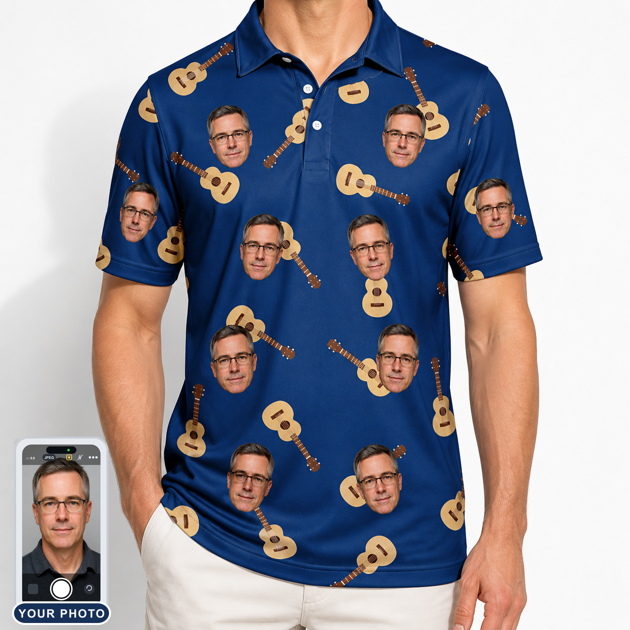 Men's Father Fretwork Custom Face Polo Shirt