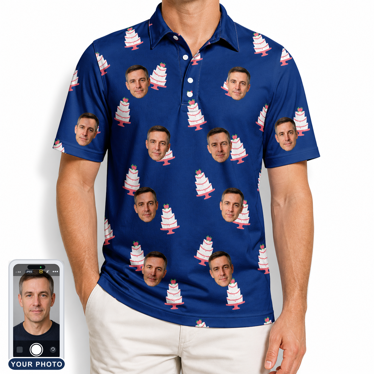 Men's Marzipan Marina Custom Face Polo Shirt