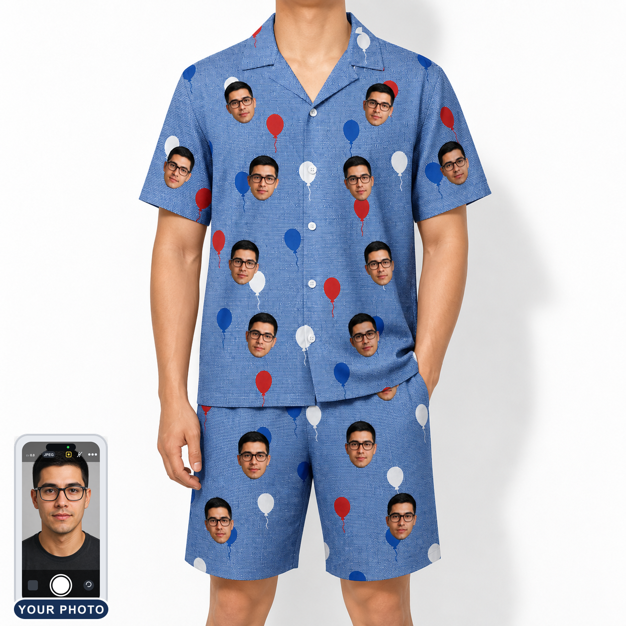 Men's Patriot Pop Custom Face Shirt & Shorts Set
