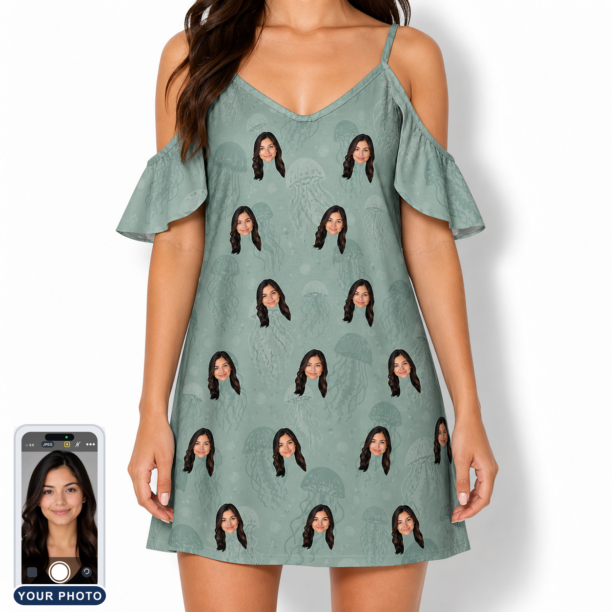 Women's Jelly Jaunt Custom Face Off-Shoulder Dress