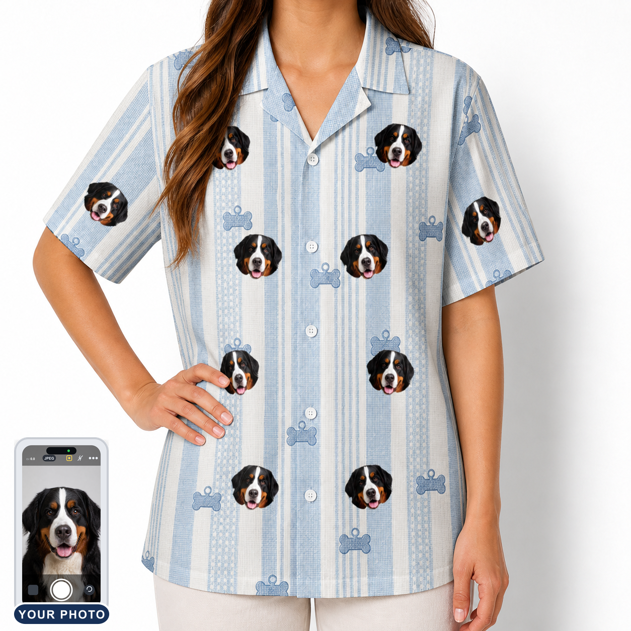 Women's Pup Pendants Custom Dog Face Hawaiian Shirt