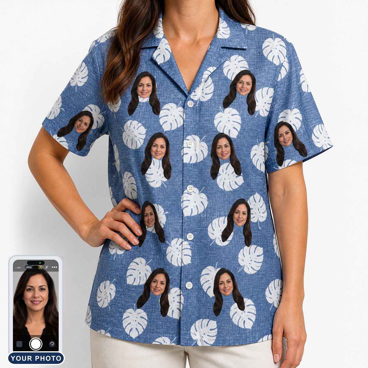 Women's Split Personality Custom Face Hawaiian Shirt