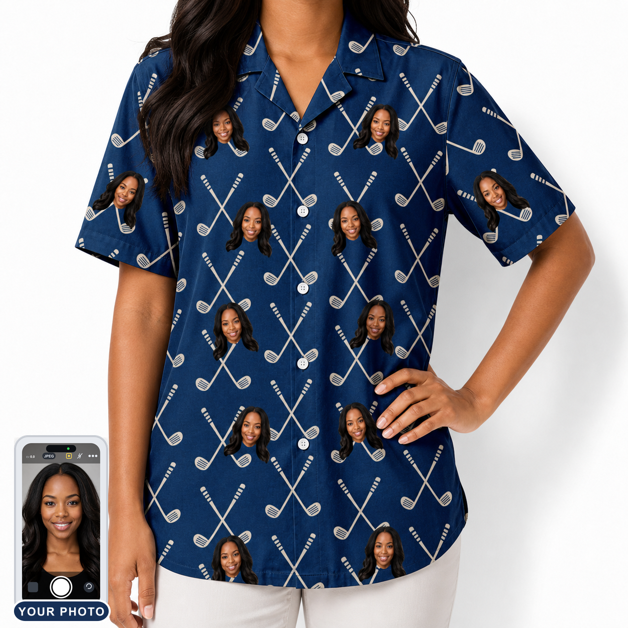 Women's Swing Crossroads Custom Face Hawaiian Shirt