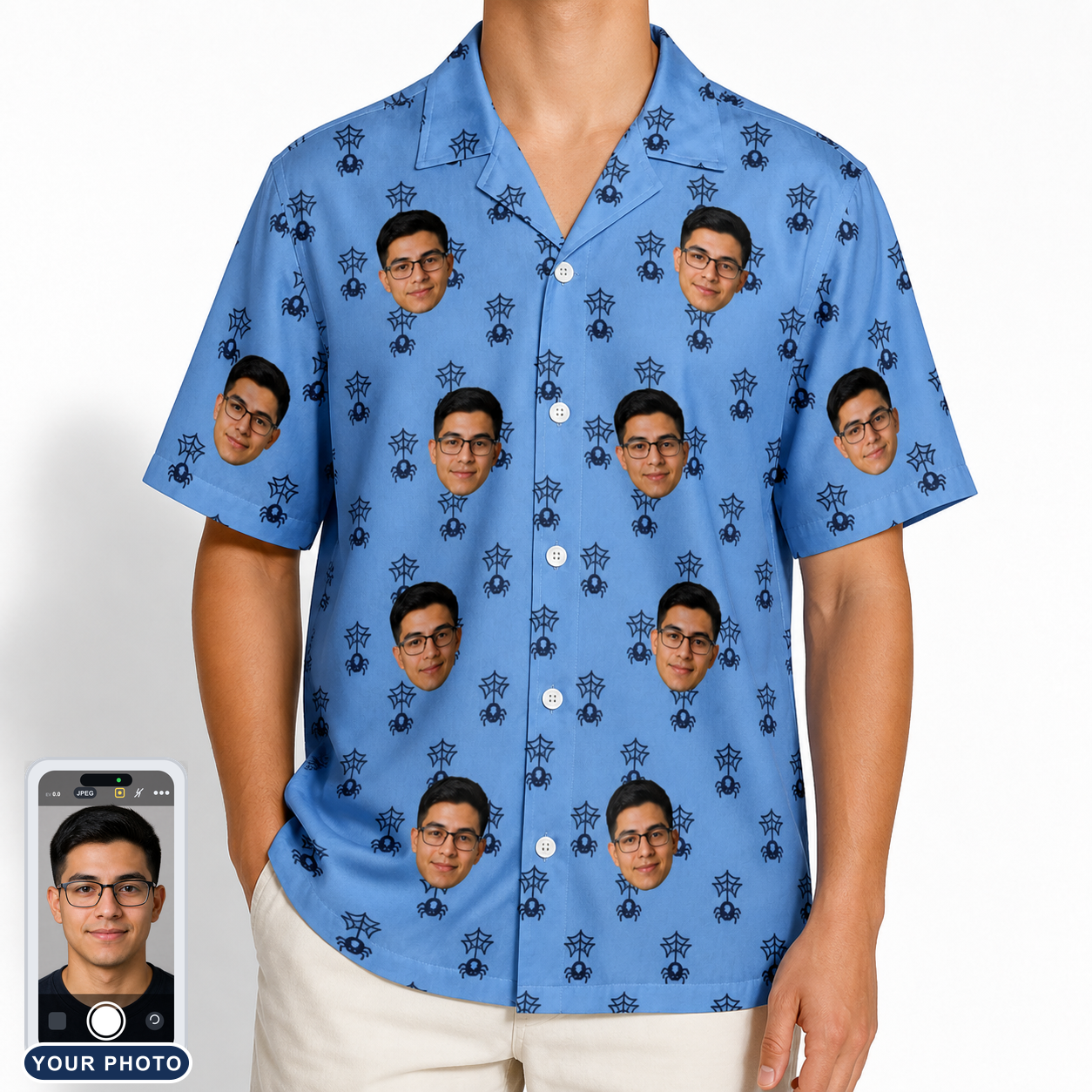 Men's Orb Weaver Custom Face Hawaiian Shirt