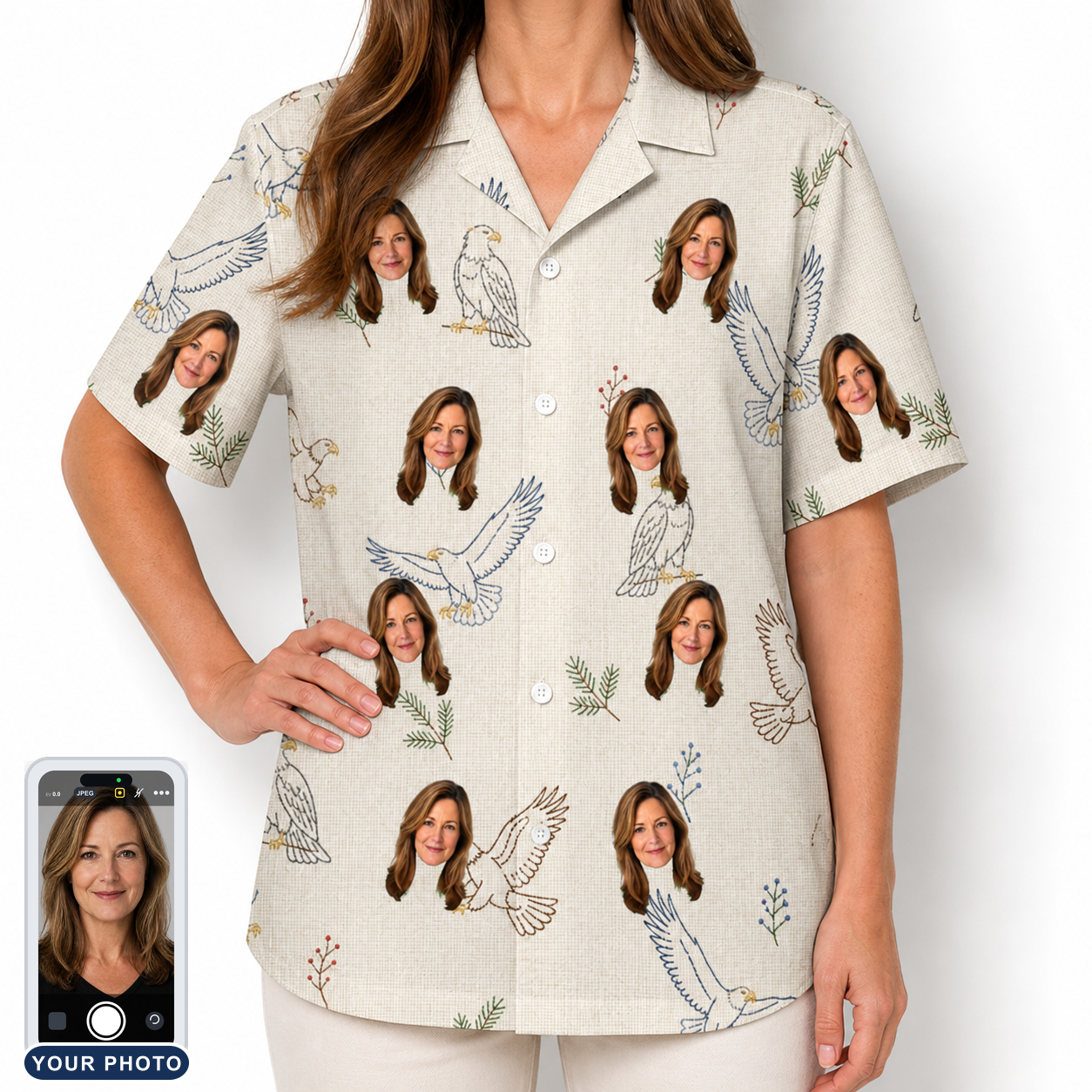 Women's Talon Toast Custom Face Hawaiian Shirt