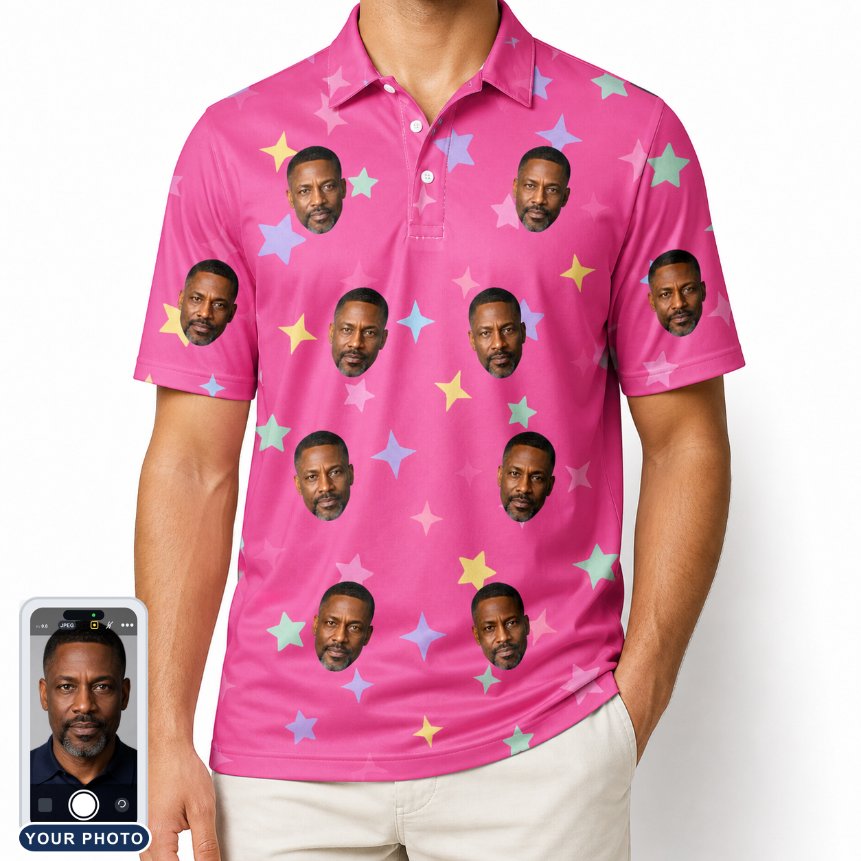 Men's Astro Applause Custom Face Polo Shirt