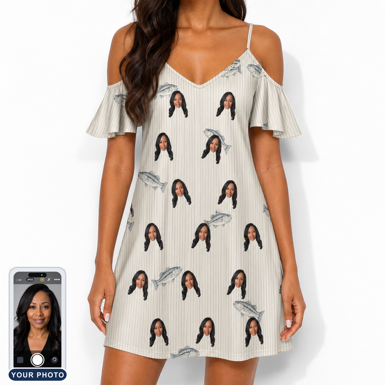 Women's Lunker Lunacy Custom Face Off-Shoulder Dress