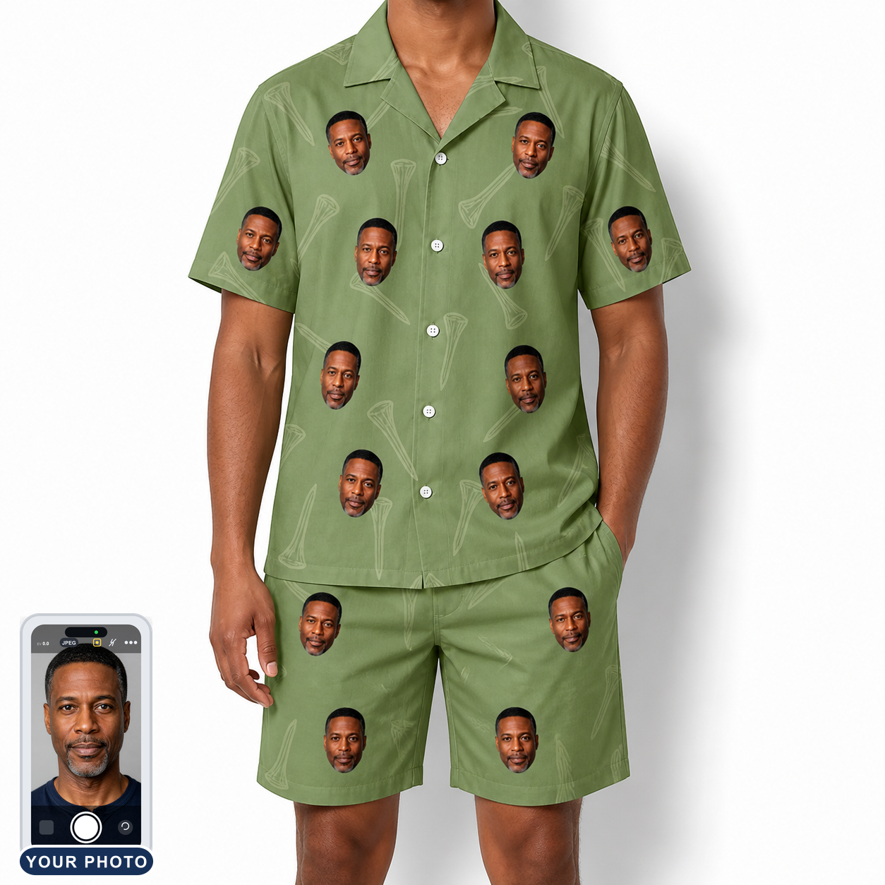 Men's Fairway Flair Custom Face Shirt & Shorts Set