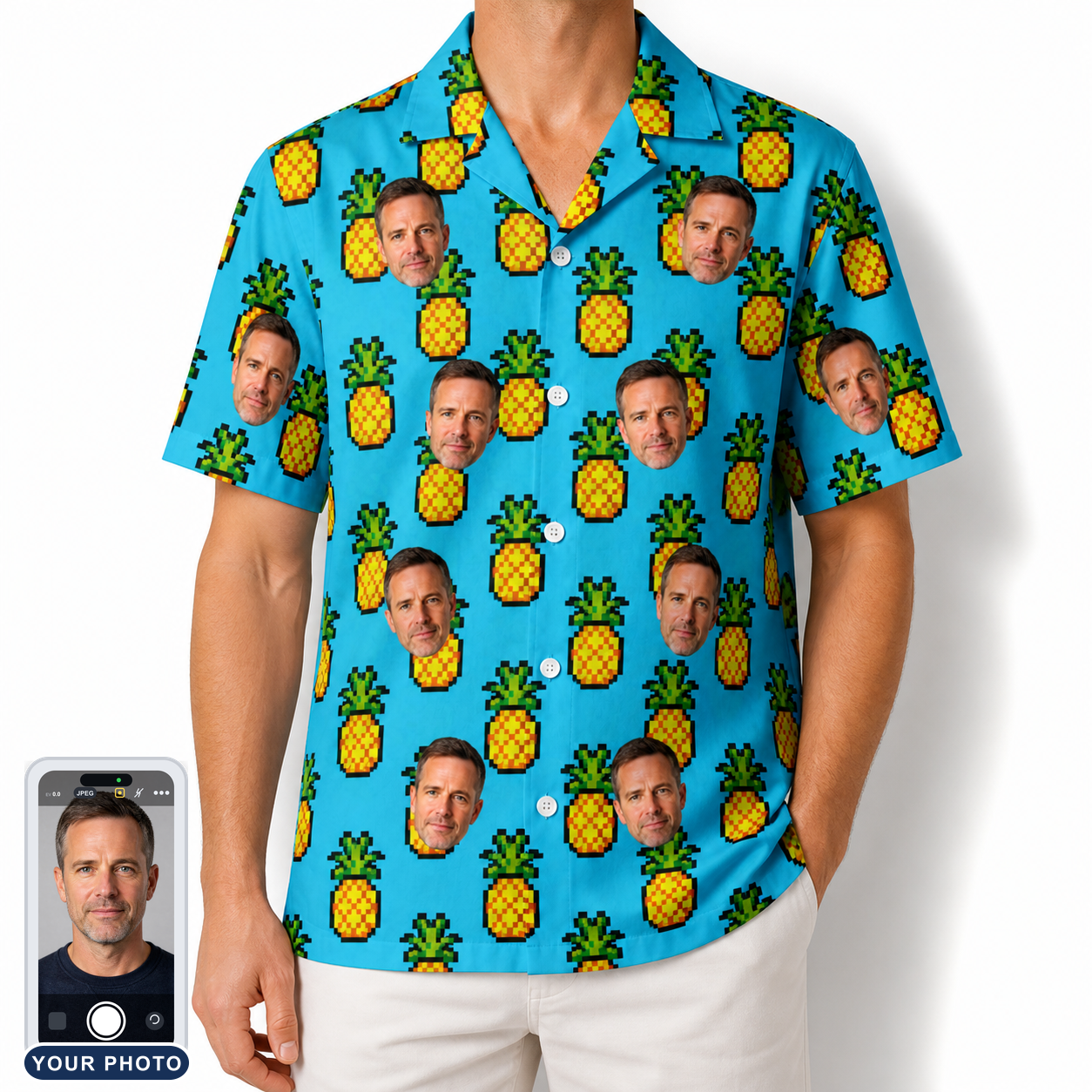 Men's Pineapple Pals Custom Face Hawaiian Shirt